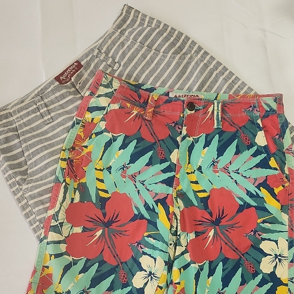 Arizona Jean Company Bundle Striped Gray and Floral Multicolor Shorts - Picture 15 of 16